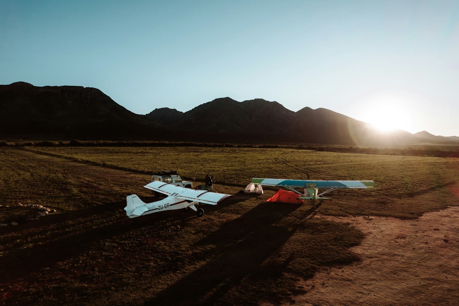 Light aircraft over Namibian landscape